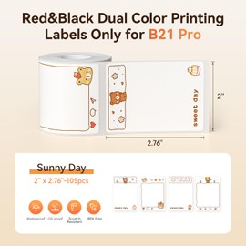 NIIMBOT Red&Black Labels, Refill Sticker Papers Only for B21 Pro 300DPI Label Maker, Dual Color Printing Stickers Good Idea for Schools,Business,Price Tags,Baking(2''x2.76''/50x70mm)