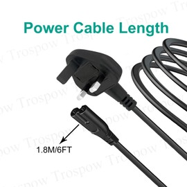 Power Plug Cord Replacement for Sonos Beam One Arc One SL One Play 1 3 5 Playbar Soundbar 2 pin Figure 8 Power Lead Cable