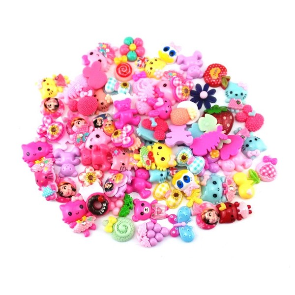 Honbay 100 Gram (Approx 70-75pcs) Assorted Cartoon Animal Flower Resin Flatback Charms Hair Clip Hairpin DIY Craft Jewelry Decoration Pieces