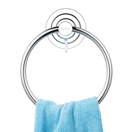 JiePai Vacuum Suction Towel Holder,Modern Shower Towel Ring,Washcloth Hand Towel Holder for Bathroom Kitchen Drill Free,Chrome