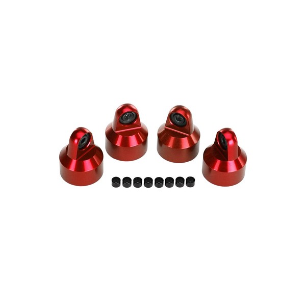 Traxxas 7764R Red-Anodized Aluminum GTX Shock Caps with Spacers (Set of 4)