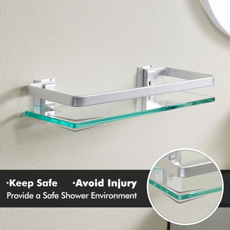 KES 3 Pack Glass Shelf for Bathroom, Glass Bathroom Shelf