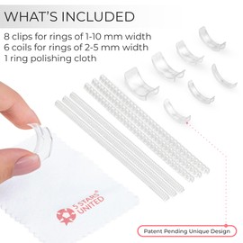 Ring Sizers for Loose Rings - 8 Easy-Clip Ring Adjusters and 6 Coil Adjusters - Ring Guards for Women and Men