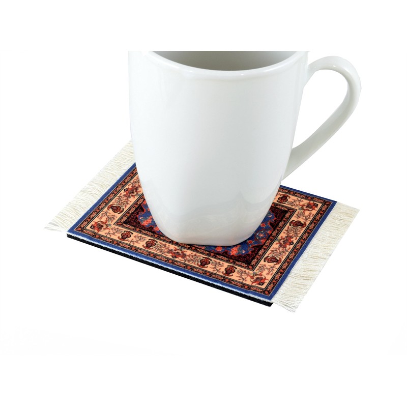 Set of 4 Rug Table Coasters – Oriental Design Fabric