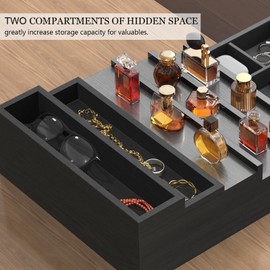 Zalida Wooden Cologne Organizer for Men 5 Tier of Perfume Display Holder of Drawer & 2 Hidden Compartments Larger Storage Space Mens Perfume Organizer Shelf Stand,Gift for Man (5T-Black)