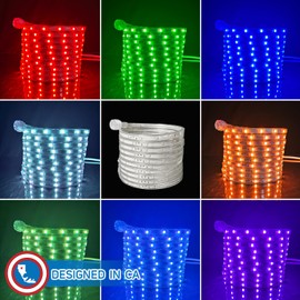Russell Decor LED Rope Lights Flat Strip Waterproof connectable Multicolor Color Changing Indoor Outdoor use (30 Feet)