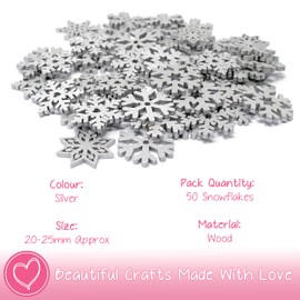 Special Touches 50 Mix Silver Wooden Christmas Snowflakes for Cardmaking Embellishments