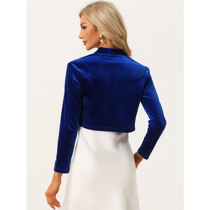 Allegra K Velvet Shrug for Women Long Sleeve Open Front
