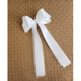BowFancyFL First Communion Bow for Baptism White Bow for Girls