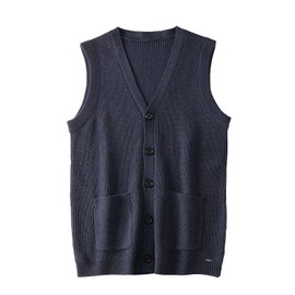 Men's Sweater Vest V-Neck Sleeveless Knitted Cardigan DXL Big and Tall Vest_Navy_XX-Large