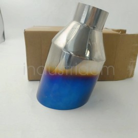 Unbranded 5 in BLUE FLAME BIG EXHAUST TIP 2.5in INLET 9in LENGTH ANGLE CUT DOUBLE WALL New