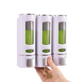 Cretosou 3 PCS Shampoo and Conditioner Dispenser, Wall Mounted Soap Dispenser Shower Gel Dispensers Shampoo Dispenser, Shower Dispensers Wall Mounted for Bathroom Hotel 400MLX3