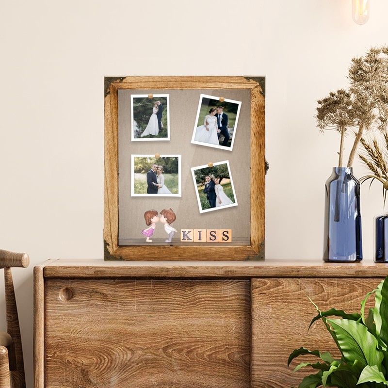 SAMGUYUE 11 x13 Shadow Box Frame, Sturdy Rustic Memory Display