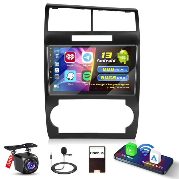 [2+64G] Hikity Android 13 Car Stereo for Dodge Charger/Magnum 2005-2007