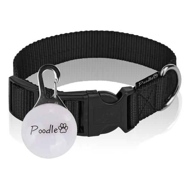 Poodle pet Black Nylon Dog Collar- Adjustable Dog Collar -
