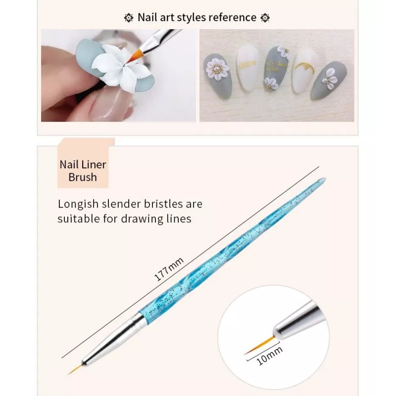 KH Set De 5 Pinceles Uñas Nail Acrílico 12 Pz