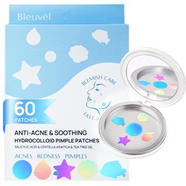 Pimple Patches for Face - Colorful Hydrocolloid Acne Patches with Salicylic Acid, Tea Tree Oil & Centella – 3 Sizes, 5 Cute Shapes Face Zit Stickers for Blemishes Care and Skin Soothing, 60 Counts