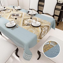 HiBeauty PRO Rectangle Tablecloth Waterproof PVC Tablecloth Tablecloth Indoor Outdoor Dining Garden Camping Mist Blue 140x200cm