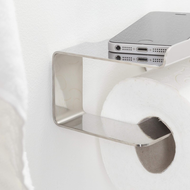 Tiger Colar Toilet Roll Holder with Shelf, Mounting Without Drilling,