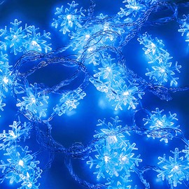 DomeStar Snowflake String Lights, 10ft 20LED String Lights Blue Snowflake Lights Snowflakes Plastic Fairy Lights Decorations