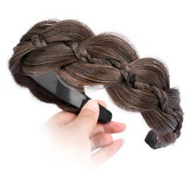 BOBIYA Braided Hair Headband with Tooth Braid Hair Headband with Teeth Wide Braided Hair Headband (Copper Brown, Free Size)