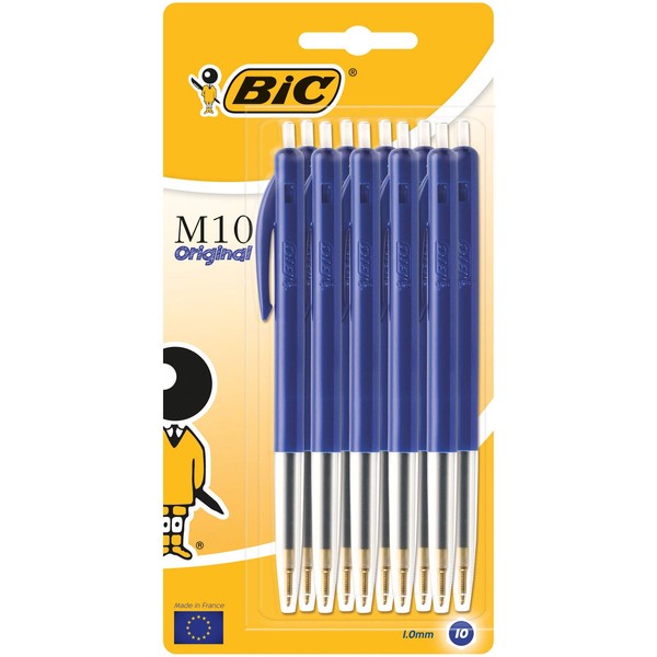 BIC M10 Medium Clic Pens - Blue (Pack of 10)