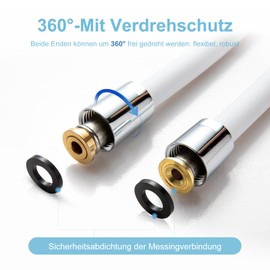 OFFO Shower Hose, 1.6 m, PVC Universal Shower Pipe with Shower Hose, Washing Machine, High Pressure Shower Hose for Bathroom Fittings, Replacement, Female