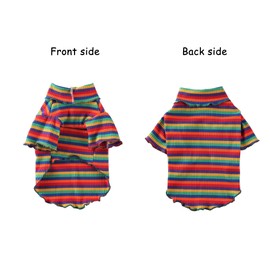 Dog Costumes for Indoor Outdoor Turtleneck Rainbow Jumpsuit Shirt Color Stripes Spring Summer Puppy Soft Clothes