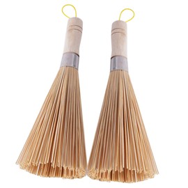 CHILDWEET 2Pcs Bamboo Scrubber Brush Durable Kitchen Cleaning Brush for Pots and Pans Safe Material Strong Decontamination Power Non Scratch Design for Dish Washing