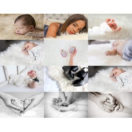 StoffBook Longhair Flokati Fur DIY Photo Shooting Carnival Clothing (White/Grey, 50 x 155 cm)