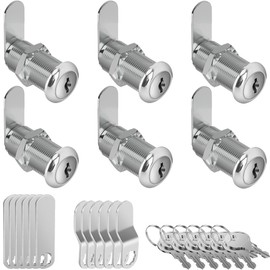Cabinet Locks with Keys, 1-1/2" Long Cam Lock Keyed Alike, Secure Files Drawers Mailbox RV Storage Tool Box Thick Drawer Replacement Set, Zinc Alloy (6 Pack, 1-1/2 Inch)