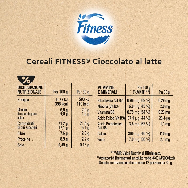 FITNESS Cioccolato al Latte Cereali Integrali con Fiocchi al Cioccolato