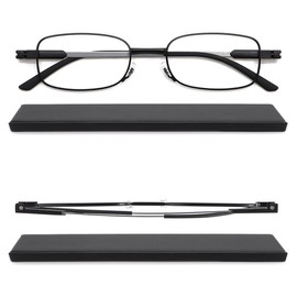 Mcoorn Kleine Lesebrille Tasche Dünn für Damen Herren mit Etui, Lesehilfe Flach Tragbar für Unterwegs, Dioptrien +2.5