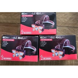 3 USB Headlamp Rechargeable High Power LED Light 4 modes/waterpro