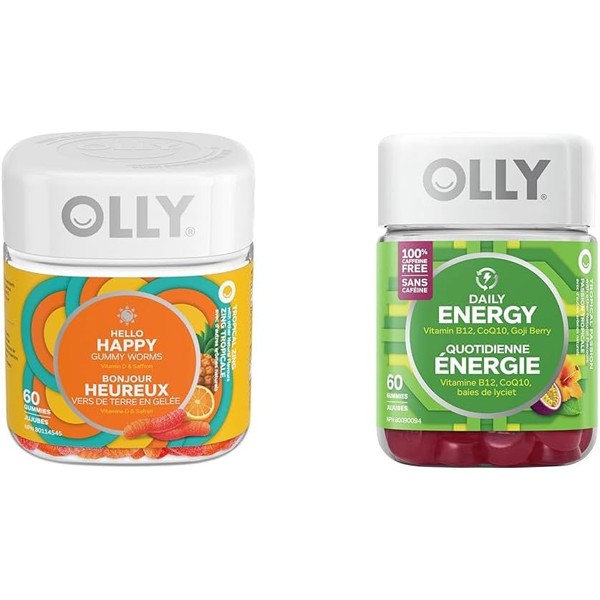 OLLY Hello Happy Gummy Worm Supplement vitamins Tropical Zing flavour
