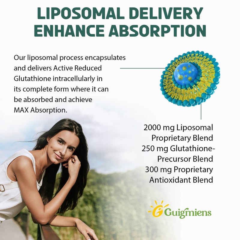 oumebiu Liposomal Glutathione 2000 MG, 10x Better Absorption, Glutathione Supplement