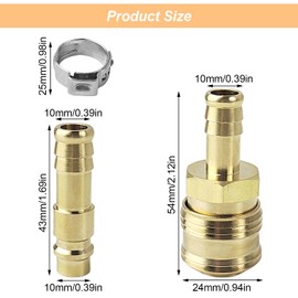 Compressed Air Coupling Set, Compressed Air Connection Fittings Made of Brass, Quick Coupling Compressed Air, for Quick Connection of Air Lines (Brass)
