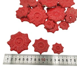 500g Random Ceramic Mosaic Tiles for Crafts, 3 Sizes, Mosaic Pieces for Plates, Flower Pots, Home and Outdoor Decoration (Red, Flower)