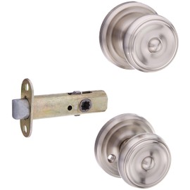 Classic Rosette Set with Waverly Knobs Privacy in Satin Nickel. Doorsets.