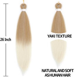 FLWAL Pre-Stretched Braiding Hair Synthetic Fiber EZ Braid 8 packs 26 inch Professional Itch Free Synthetic Fiber Corchet Braids Hot Water Setting Braid Yaki Texture Hair Extensions(T27/613)