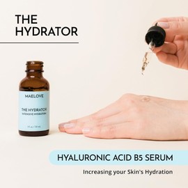 Maylove Hydrator Contains hyaluronic acid B5 serum and resveratrol to provide an instant dewy glow, fills in fine wrinkles, is light and non-greasy, 1.0 floz / 메이러브 하이드레이터 히알루론산 B5 세럼과 레스베라트롤이 함유되어 즉각적인 이슬광을 선사하며 잔주름을 채우고 가볍고 기름지지 않으며 1.0 floz