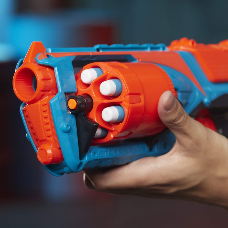 Nerf Elite Strongarm Orange Blaster, Rotary Drum, Quick Fire, 6