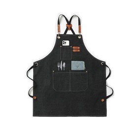 MTSDM Canvas Aprons, Work Aprons for Men Women, Adjustable Luxury Waxed Canvas Shop Apron Chef Aprons with 3 Pockets & Cross-Back Straps Tool Apron for Shop, Garden, Restaurant, Bartender, Barista