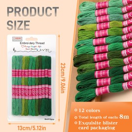 Dercuy Embroidery Floss,12 Skeins Green Embroidery Thread,Friendship Bracelet String for DIY Making,Embroidery Crafts