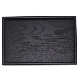 Solid Wood Serving Tray Rectangle Non-Slip Tea Coffee Snack Plate Food Meals Serving Tray with Raised Edges for Home Kitchen Restaurant(11.8x7.9x0.8, Black)