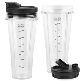 SWAWIS Pack of 2 Mixer Cups 24 oz (710 m) Compatible with Ninja Blender & Mixer CB350EU BN800EU BN750EU BN650EU BN495EU CB100EU Replacement Parts for Ninja Food Processor