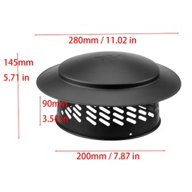 Ankuce Cone Top Chimney Cap, RoundChimney Cover Cap Outside Roof Fireplace Screen Cover Exterior Stove Pipe Topper (Black, 8in)