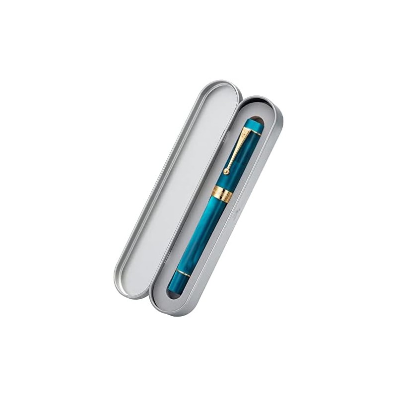 Jinhao 100 Pluma estilográfica estilo clásico azul pavo real, acrílico,