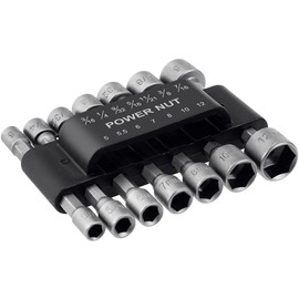 14 Pcs Nut Driver Set, 1/4'' Hex Shank Quick-Change Nut Driver Socket Kit, Diameter 5-12 mm Hex Shank Bit Socket Metric, for Wrench, Electric Screwdriver, Power Tool Combo Kits