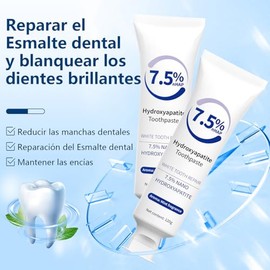 2 PCS Pasta de Dientes con Hidroxiapatita, 7.5% Pasta Dental Hidroxiapatita, Sin Flúor para Dientes Sensibles, Protege el Esmalte, Aliento Fresco